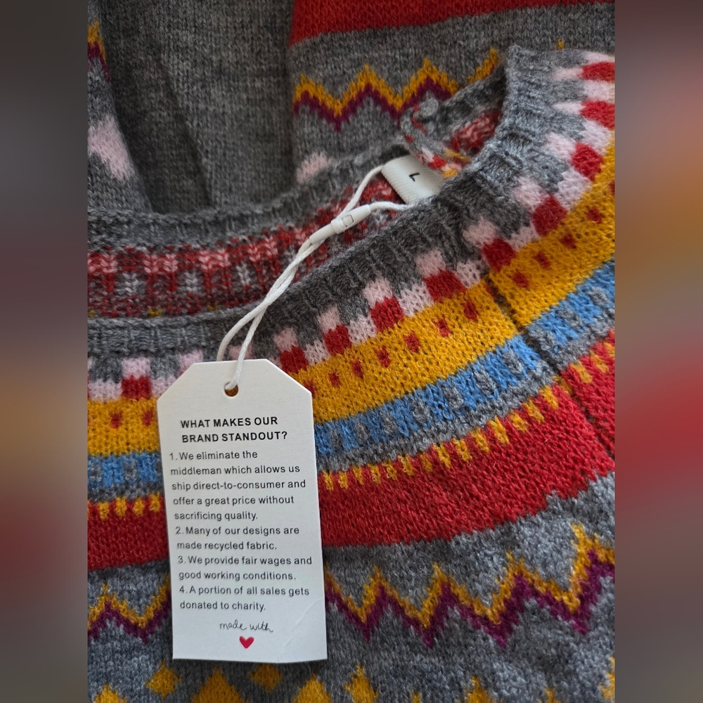 Multicolor Fair Isle Women's Sweater - Picture 11 of 14